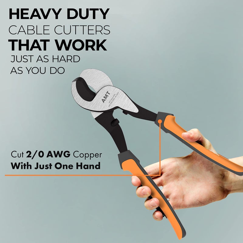 AMERICAN MUTT TOOLS أدوات MUTT الأمريكية مقاس 10 بوصات مقصات للكابلات شديدة التحمل | قواطع أسلاك شديدة التحمل للنحاس وأسلاك الصوت | أداة قطع كابل البطارية قواطع الكابلات الكهربائية | قواطع الأسلاك الكبيرة شديدة التحمل - Image 5